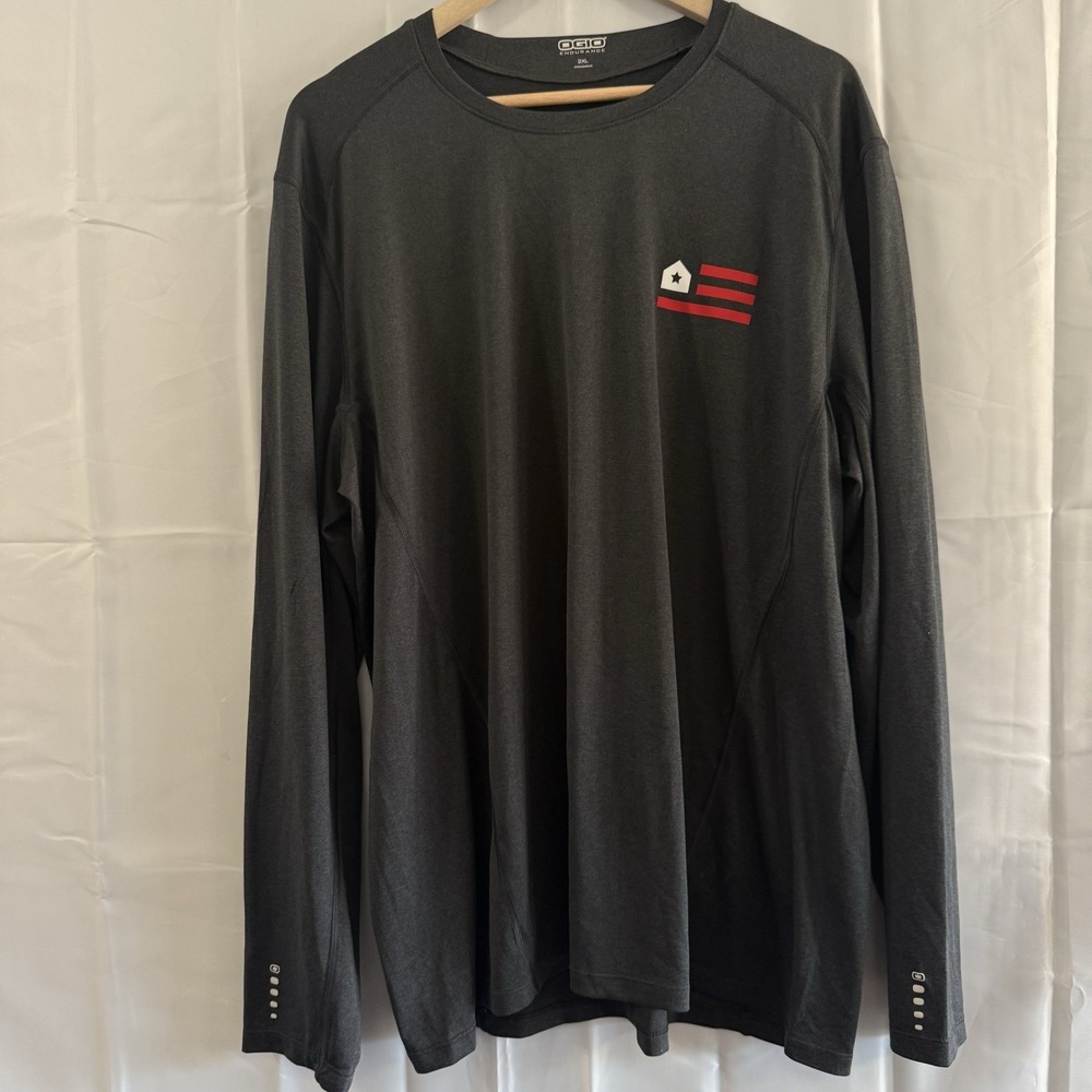 Ogio Endurance Long Sleeve Charcoal Gray Black Shirt House Flag Logo